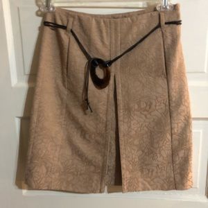 Etcetera Khaki Belted Floral Textured Skirt - Sz 0